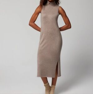 New SOMA Sweater Turtleneck Midi Dress Heather Fawn Neutral Size XXL